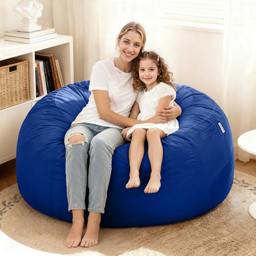 Image of HABUTWAY Bean Bag Chair: Giant 4' Memory Foam Furniture Bean Bag Chairs for Adults with Microfiber Cover 4Ft (Blue)