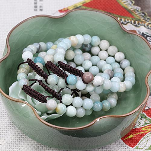 Keleny Natural Multicolor Amazonite 8Mm Round Beads Adjustable Braided Macrame Tassels Bracelets Unisex #TOP3