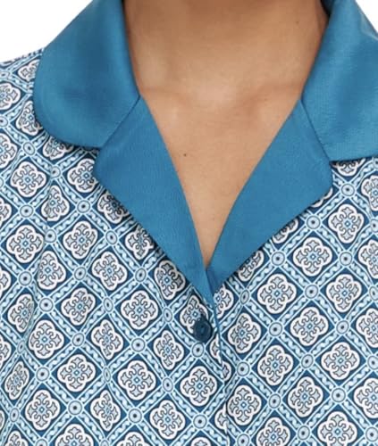 FN Women's 2 Piece Super Soft Satin Trim Notch Collar Pajama Sleep Lounge Set4