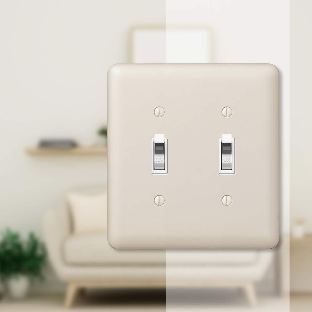 Almond Steel 2-Gang Toggle Wall Plate
