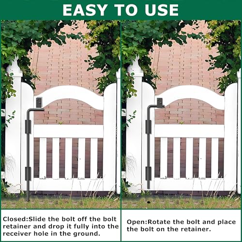 Image of 24 inch Heavy Duty Cane Bolt Gate Drop Rod with Upgraded Design, Square Gate Drop Rod for Wood PVC Vinyl Metal Yard Gate Latch-1 Pack