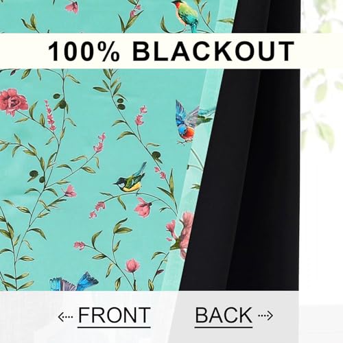 Image of Cloth Fusion Printed 100% Blackout Window Curtains 5 Feet Long Set of 2, Room Darkening Parda with Stainless Steel Grommets for Home Decor (5x4.5 Feet, Blue Forest)