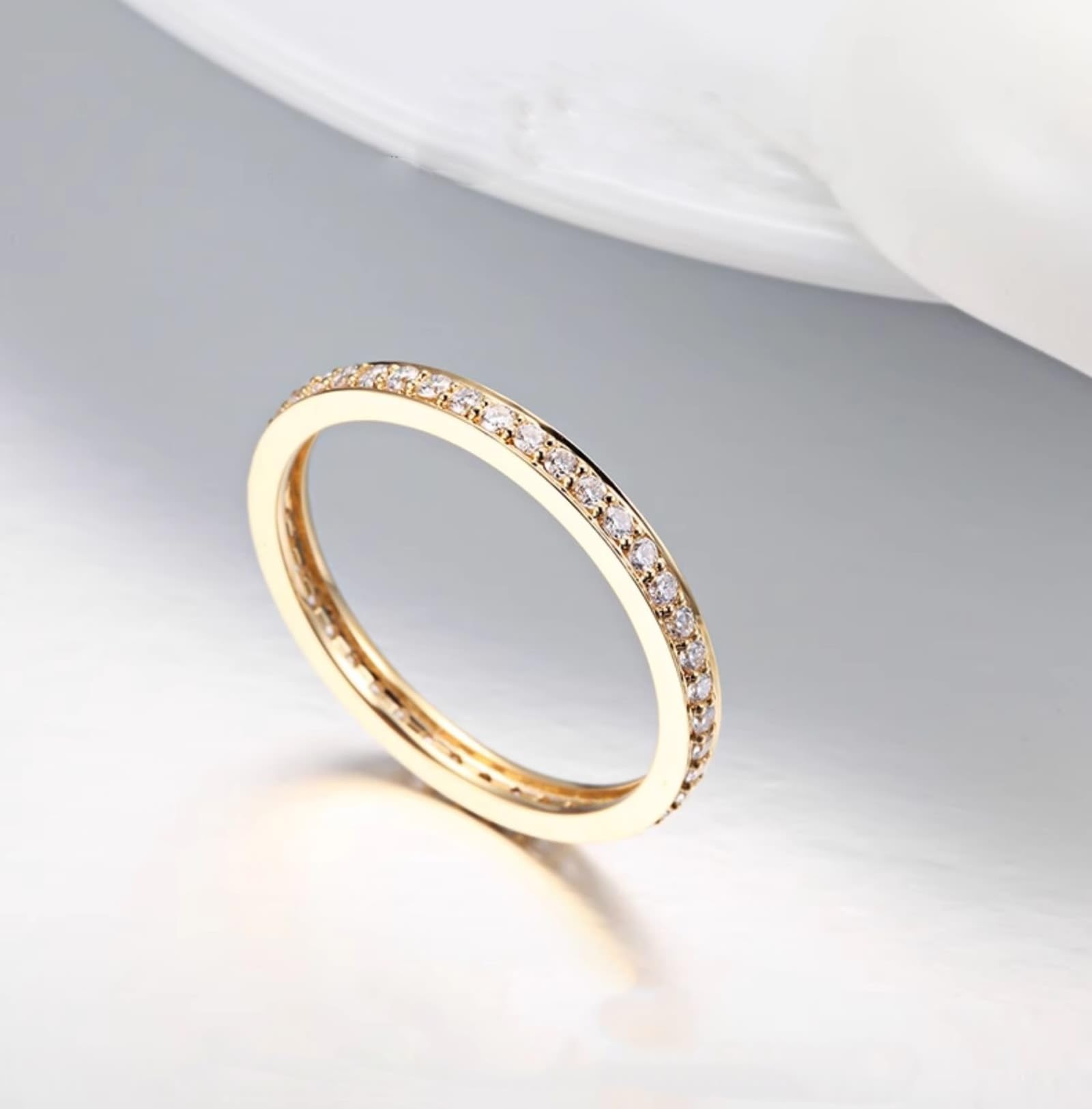 KnSam 9K/14K/18K Gelbgold Freundschaftsringe, Labor Erstellt Diamant Solitärring Klassiker Rundschliff Weiß, Echtschmuck Ring Gold Au750/ 585/375, Gr.47-70