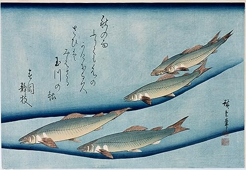 Impression toile Truite de rivière Hiroshige pour une touche de sérénité