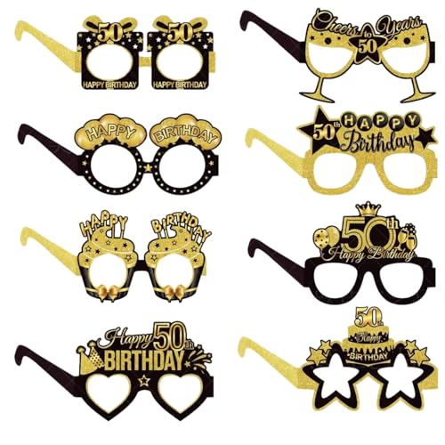 Zwenjuan Lentes de Sol de Papel de 50 Cumpleaños,8 Pcs