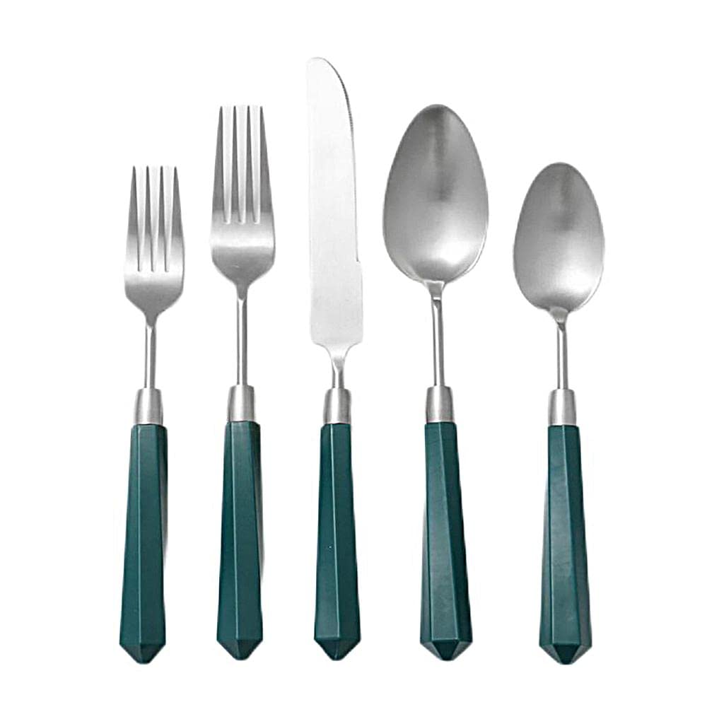 Ensemble de couverts inox et manches transparents 5 pièces pour une table moderne