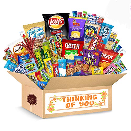 Thinking of You Care Package (50 Count) Ultimate Sampler Bars, Cookies, Chips, Candy