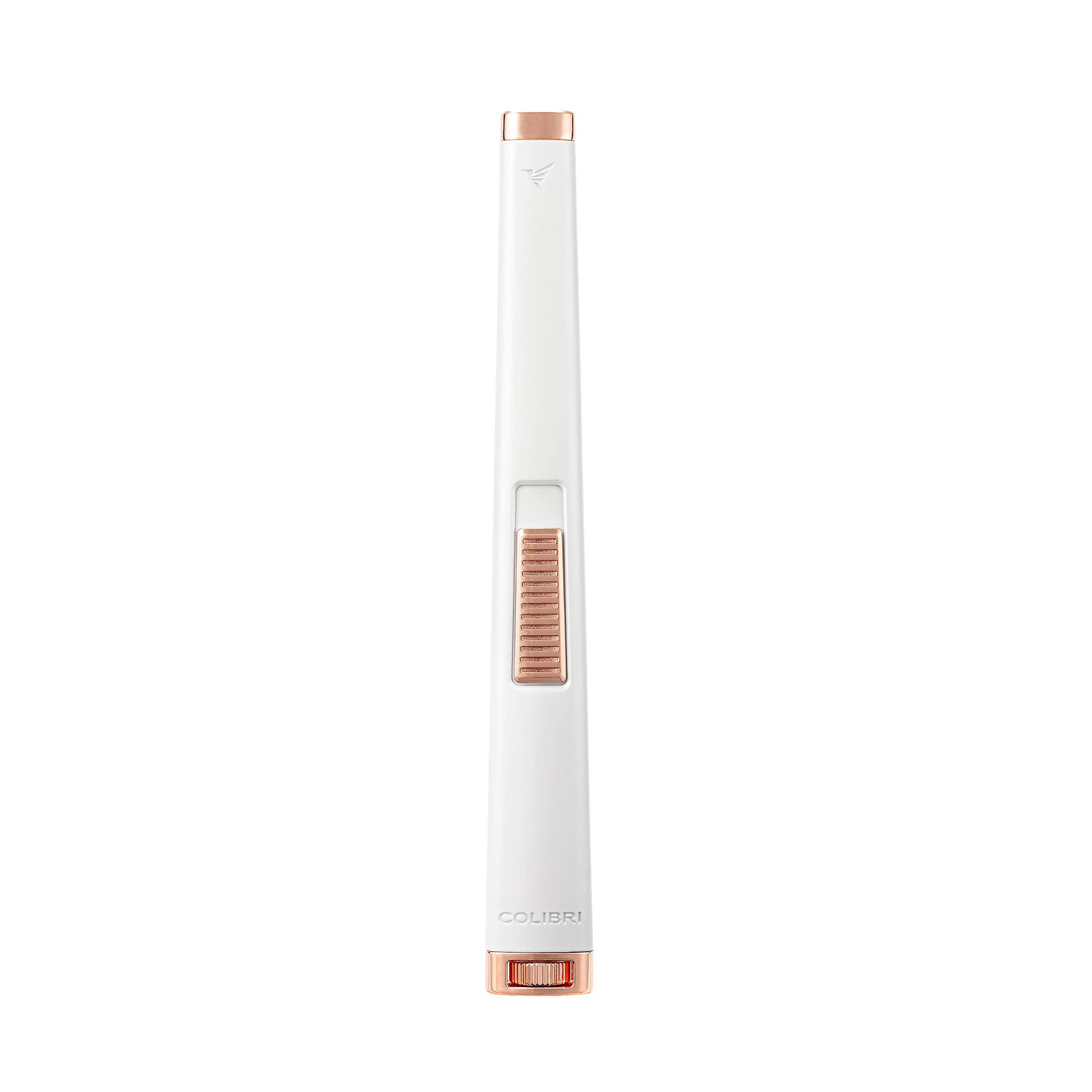 ColibriColibri Aura 10mm Flat Flame Lighter - Elegant and Windproof with Refillable Butane, Ideal for Cigars & Candles, with Single-Action Ignition (Matte White + Rose)