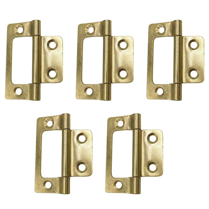 5Pcs Gold Flush Hinges 2inches Entry Door Hinges for Cabinet,Drawer Internal Door