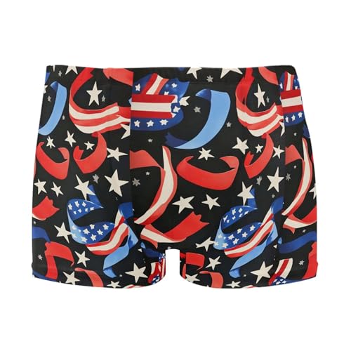 July 4th American Flag Ribbon Mens Swim Trunk Swimwear Swim Brief Square Leg Board Short S S0407118