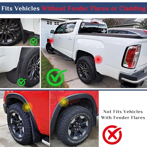 Image of Mud Flaps Fit for 2015-2022 Chevy Colorado / 2015-2022 GMC Canyon (W /o Fender Flares or Cladding)(Excludes ZR2), Dedicated Mudguard for Four Seasons Universal Protection, Front and Rear