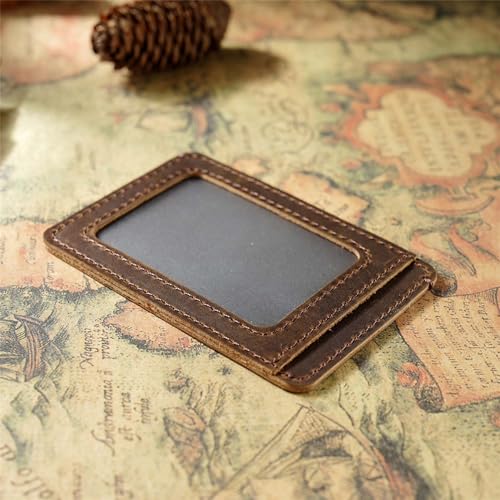 Card Holder with ID Slot Handmade from Vintage Leather - Compact Storage for Cards & Cash, Front Pocket Wallet, Everyday Accessories (Coffee)4