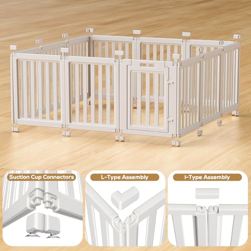 Image of Dog Playpen Indoor,Puppy Playpen,White 30.3 inch H, 12 Panels | Dog Play Pen Indoors with Open View, Tool-Free Setup, Multi-Shape Setup, Dog Pen for Dogs, Cats & Puppies