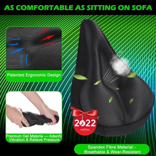 Nyganmelloz Bike Seat Cushion - Gel Padded Bike Seat Cover for Men Women Comfort, Extra Soft Exercise Bicycle Seat Compatible with Peloton, Outdoor & Indoor
