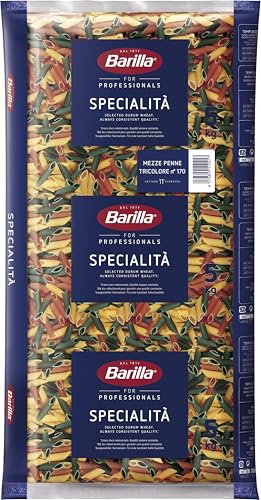 Barilla for Professionals Mezze Penne Rigate Tricolore Pasta Specialità Catering Foodservice 5 kg
