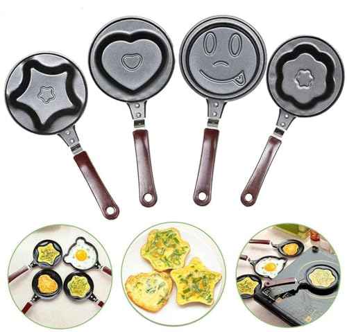 Image of Egg Fry Pan for Kitchen Lovely Cartoon Shape Mini Non-Stick Egg Frying Pan Omelets Pan Pancake Egg Fryer Skillet Fry Frying Pan Molds Cookware (5) (Flower)