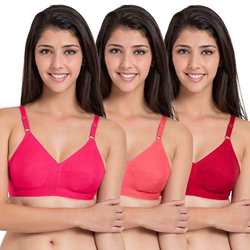 Image of SOUMINIE Women s Cotton Non Padded Full Coverage Everyday Bra | Pack of 3 |