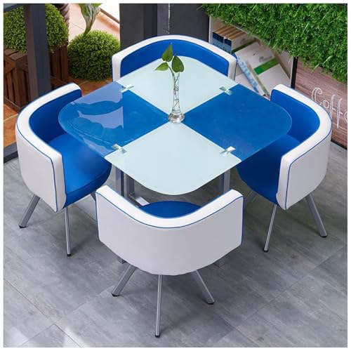Juego De Mesa De Comedor Moderna Redonda/Cuadrada con Sillas, Mesa De Club para Recepción De Oficina, Elegante Mobiliario De Cocina y Sala De Estar para Comedor.,25
