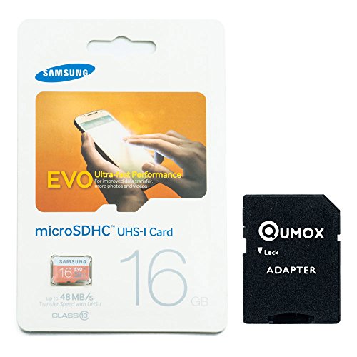 Samsung 16GB EVO MICRO SD MEMORY CARD CLASS 10 UHS-I 16 GB HighSpeed with QUMOX SD Adapter