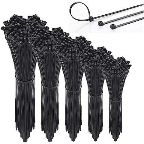 Cable Zip Ties, 500 Packs Self-Locking 4+6+8+10+12 Inch Width 0.16 inch Nylon Cable Ties, Perfect for Indoor Outdoor Home Office Garage and Workshop (500 Pack (4+6+8+10+12) inch) Cover