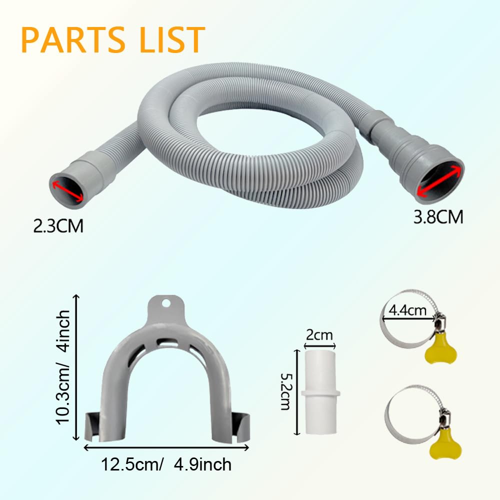 1-teiliges Abflussrohr-Set For Waschmaschine Und Geschirrspüler, Einschließlich Flexiblem Wellrohr, Verlängerungsadapter Und Schlauchklemme(Outlet Hose-3M)