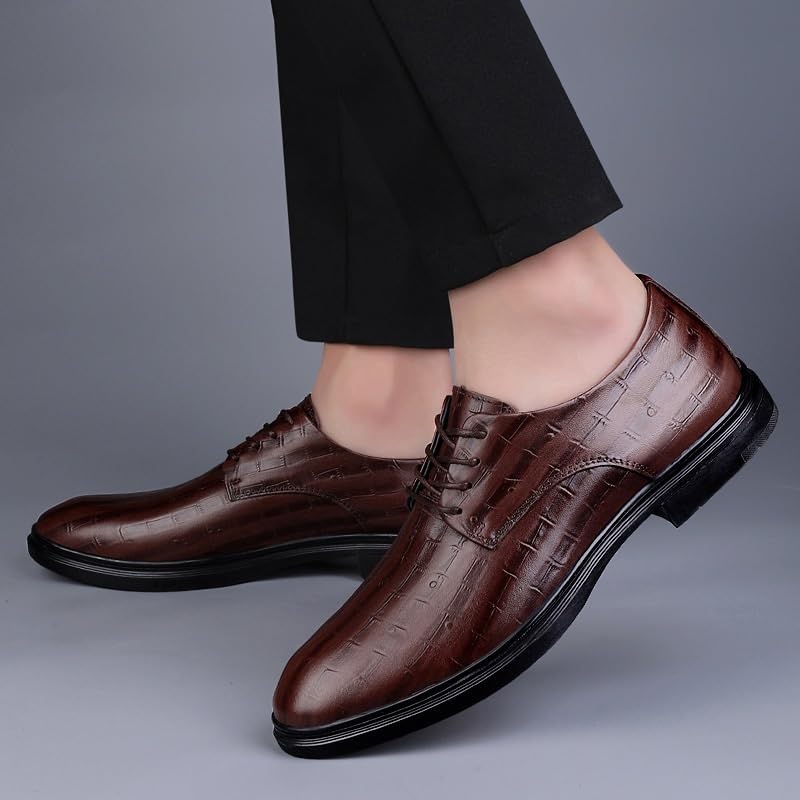 Men Oxfords Leather Dress Shoes Classic Pointed Toe Lace Up Brogue Tuxedo Shoes Formal Business Wedding Comfortable Low Top Fashion Elegant Durable2