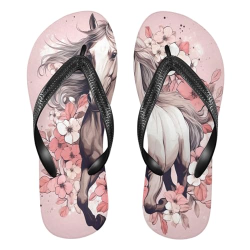 STAYTOP Beautiful White Horse Flip Flops Sandals of Men's & Women's,Sandals Beach Slippers Shower Slides