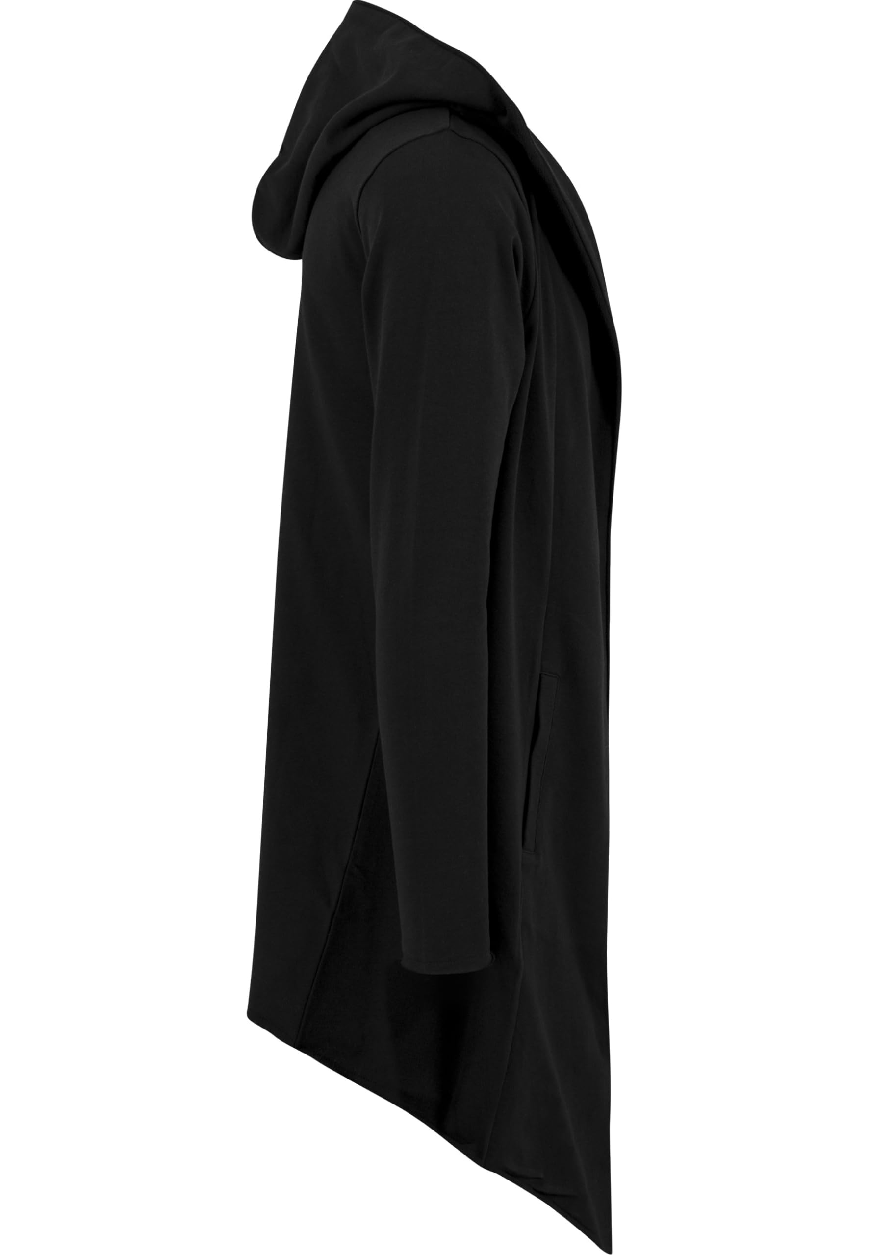 Urban Classics Męska kurtka Long Hooded Open Edge Cardigan, długa bluza z kapturem w wielu kolorach, rozmiary XS - 5XL, czarny, S