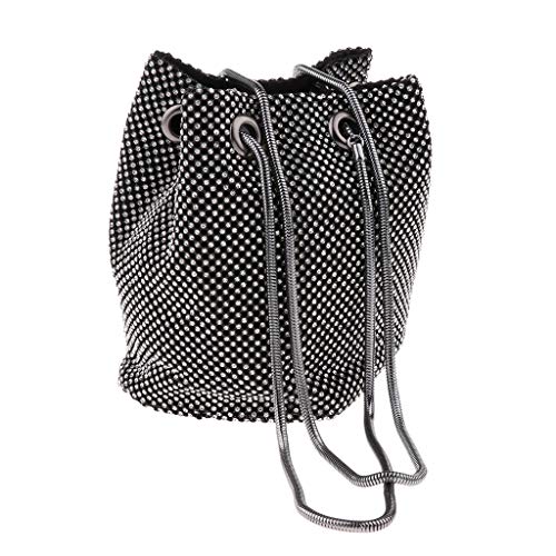 yotijar 2x Feminino Deluxe Diamante Bolsa Balde Bolsa de Noite Portátil Bolsa Clutch Bolsa