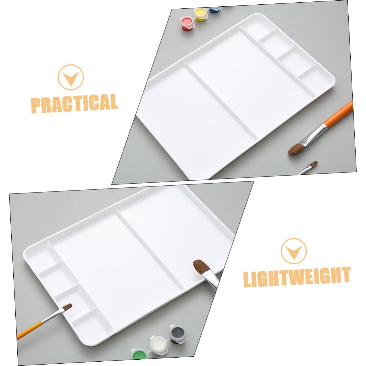 WEKAMOS Paleta de Colores de Superficie Lisa y Resistente de Pintura Plástica Bandeja de Mezcla de Plástico Adecuada para Pintores y Estudiantes