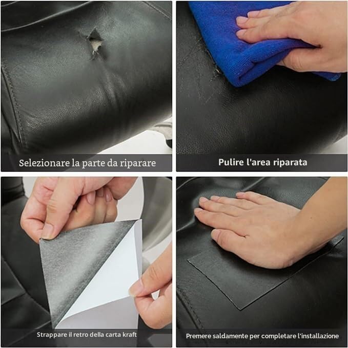 Pelle Adesiva per Riparazioni per Divani 300x40 cm | LEATHERPATCH (Nero)