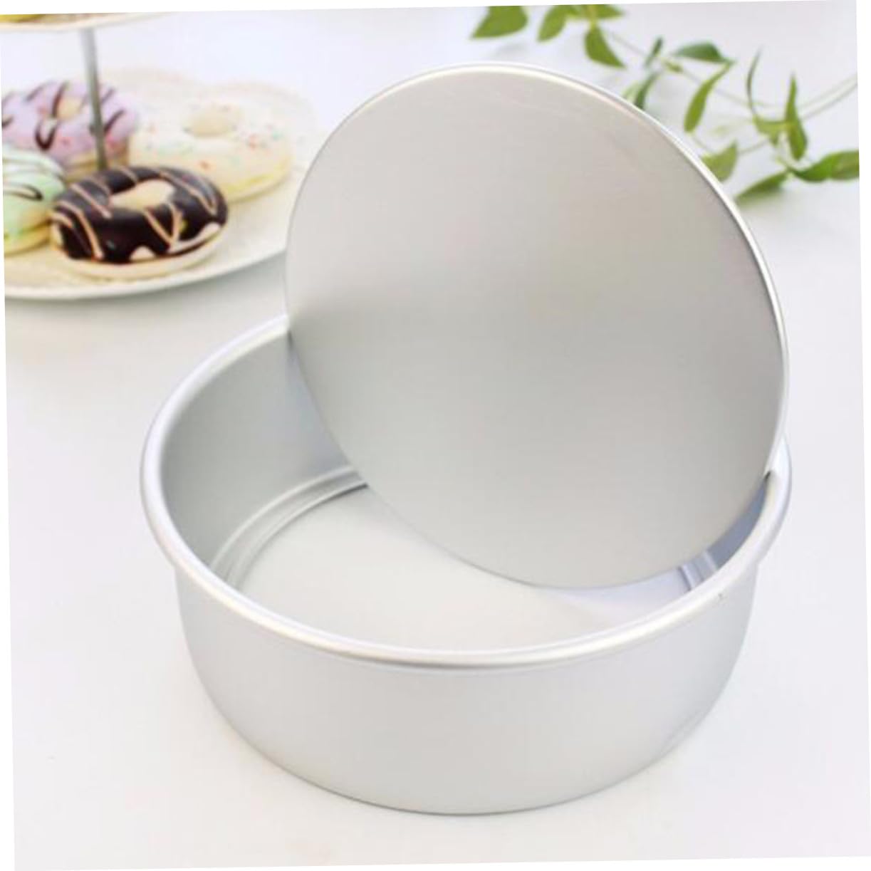 BESTYASH 4 piezas Molde Redondo para Pasteles Molde de Aleación de Antiadherente con Base Desmontable Bandeja para Bizcochos y Postres Fácil Desmoldar y Hornear