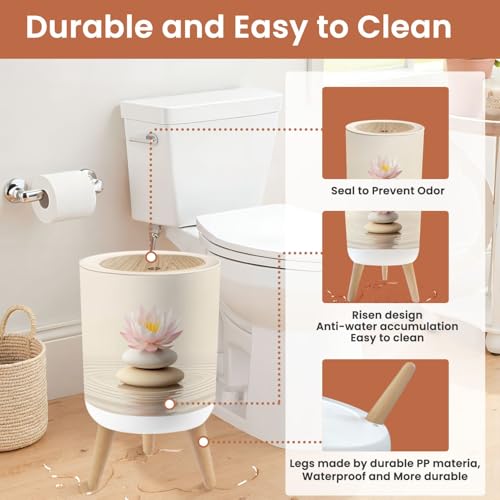 Papelera pequeña con tapa Serene Lotus 1.8 gal miniatura 4