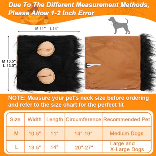 Vivifying Löwenmähne für Hunde, anpassbar Hund Halloween Kostüme Löwenmähne Perücke mit Schwanz für mittlere und große Hund verkleiden (Schwarz)
