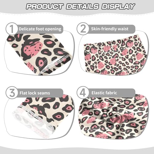 KLL Leopard Pattern Pink Black Girls Basic Leggings Comfortable High Waisted Sweatpants Running3