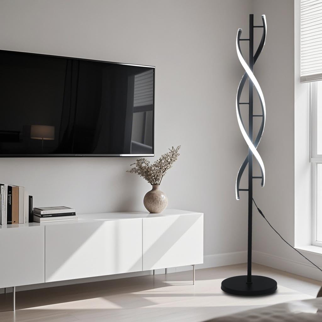 Lámpara de pie LED negra moderna