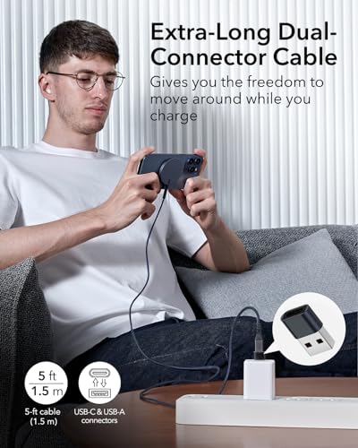 Image of ESR Magsafe Charger for iPhone, Wireless Charger Compatible with iPhone 17 /17e /16 /15 /14 /13 /12, Samsung Galaxy S26 Series, AirPods 4 /3 /AirPods Pro, Dark Blue