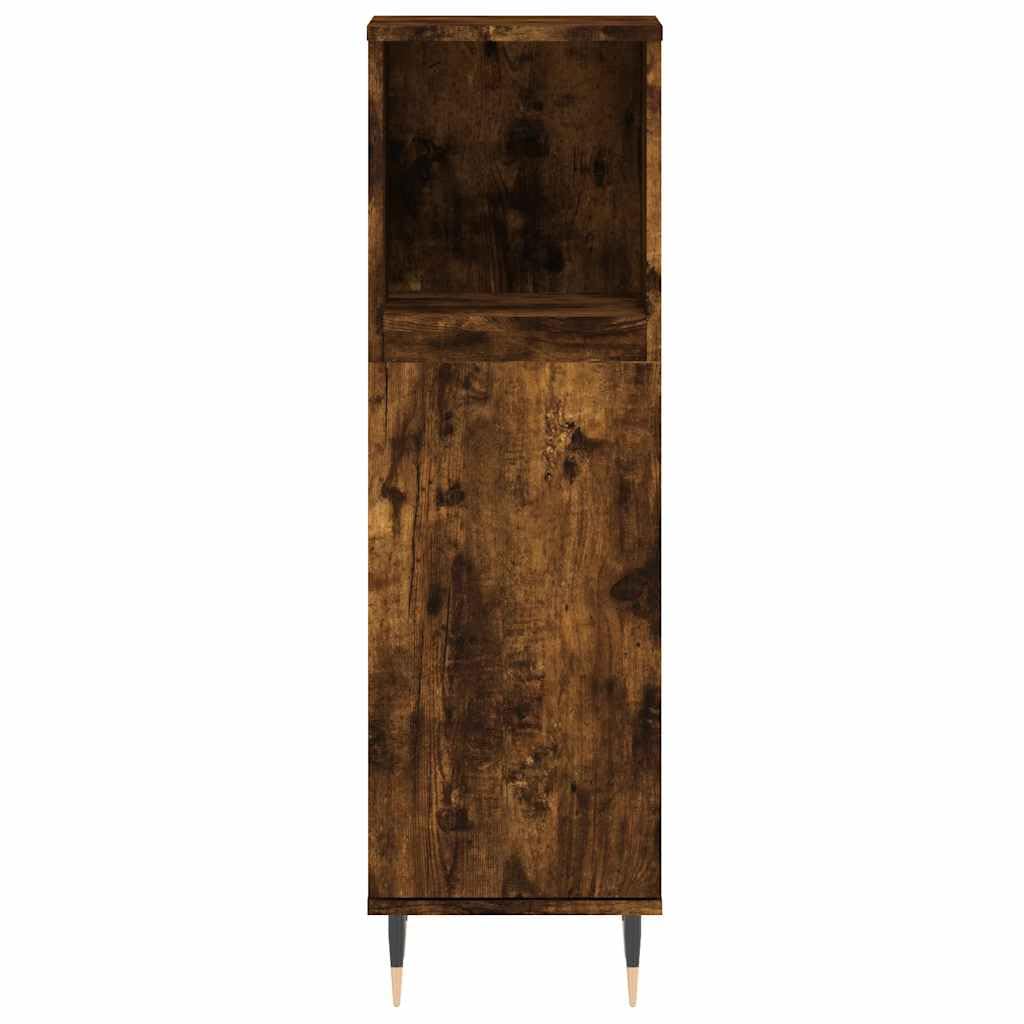 Armoire de salle de bain en chêne fumé 30 x 30 x 100 cm