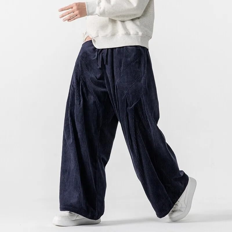 Spring Men Corduroy Harem Pants Male Casual Wide Leg Pants Jogger Harajuku Trousers2