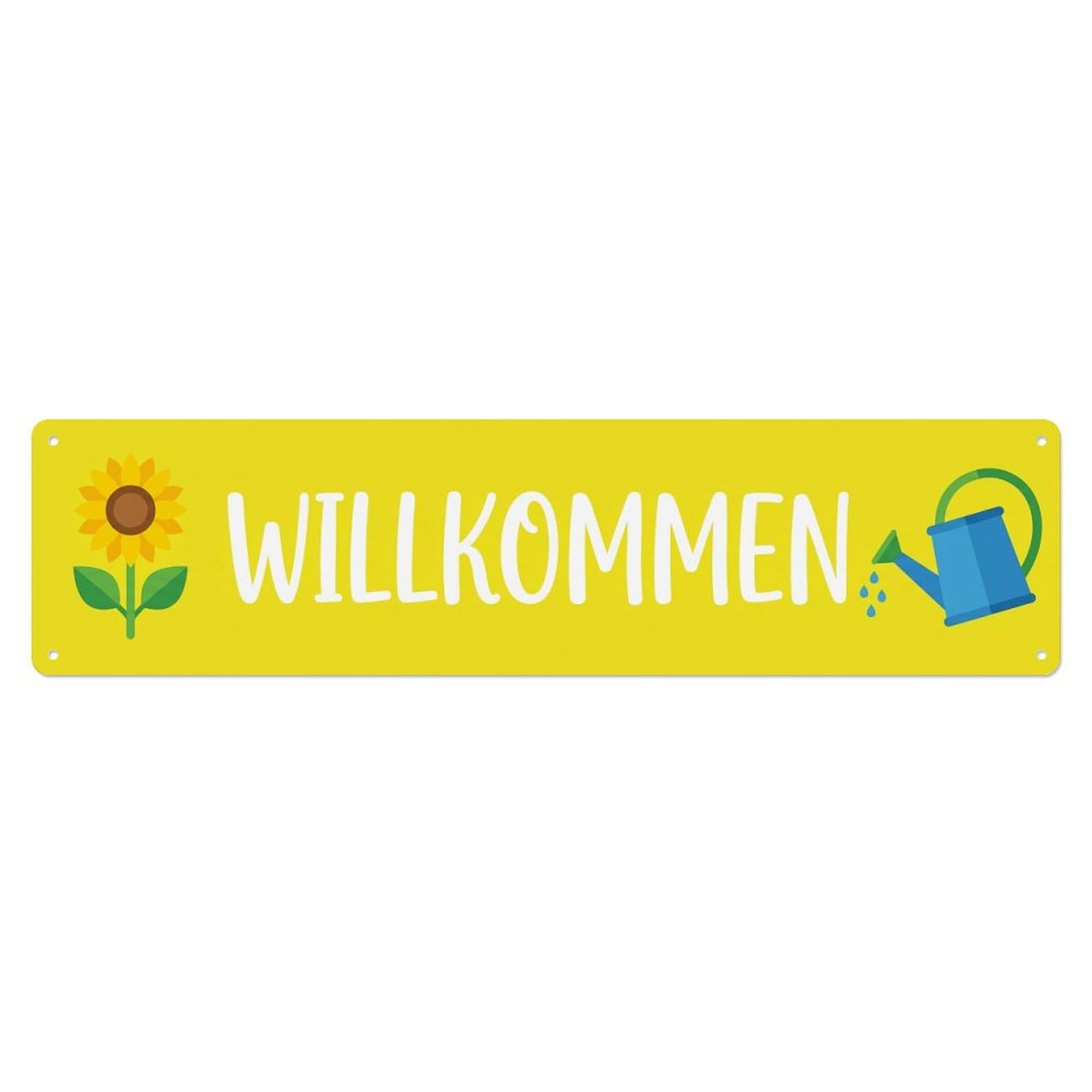 Lemon Yellow Sunshine Florist Garden Welcome Metal Tin Sign Plaque Wall Decor for Cafe, Club Bar, Office, Home Garden Metal Poster 4x16Inch