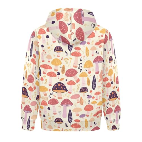 KLL Mushroom Doodle Boys And Girls Sweatshirts Sweater Crewneck Hooded Pullover Shirts with Kangaroo Pocket2