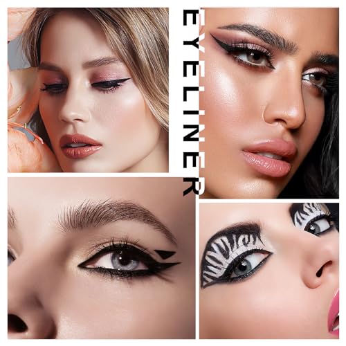 Winged Eyeliner Stamp Liquid Eyeliner Tool - 2 PCS Waterproof Black Eye Liner Pens Liquid, Long Lasting and Smudgeproof Makeup Pen 2 in 1 Winged Eyeliner Stencil - Image 7