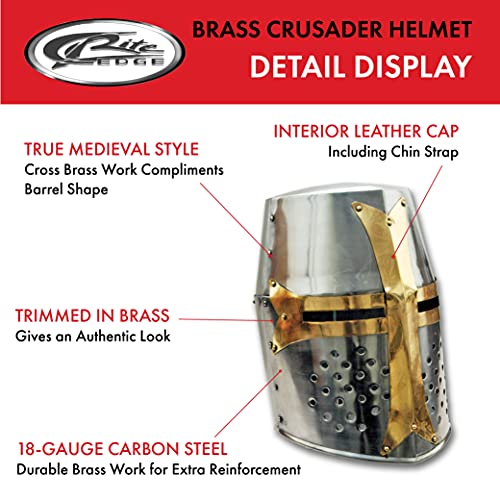 Szco Supplies 14” Decorative Barrel Brass Helm Crusader Helmet (910902)2