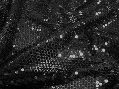 Black Stretch Mesh W/Black Sequins Fabric 50" Wide by The Yard