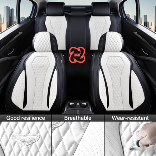 Image of Coverado Seat Covers 2 Pack, Car Seat Covers Front Seats, White Car Seat Cover, Waterproof Car Seat Covers, Car Seat Cushion, Front Leather Seat Protector Fit for Most Cars