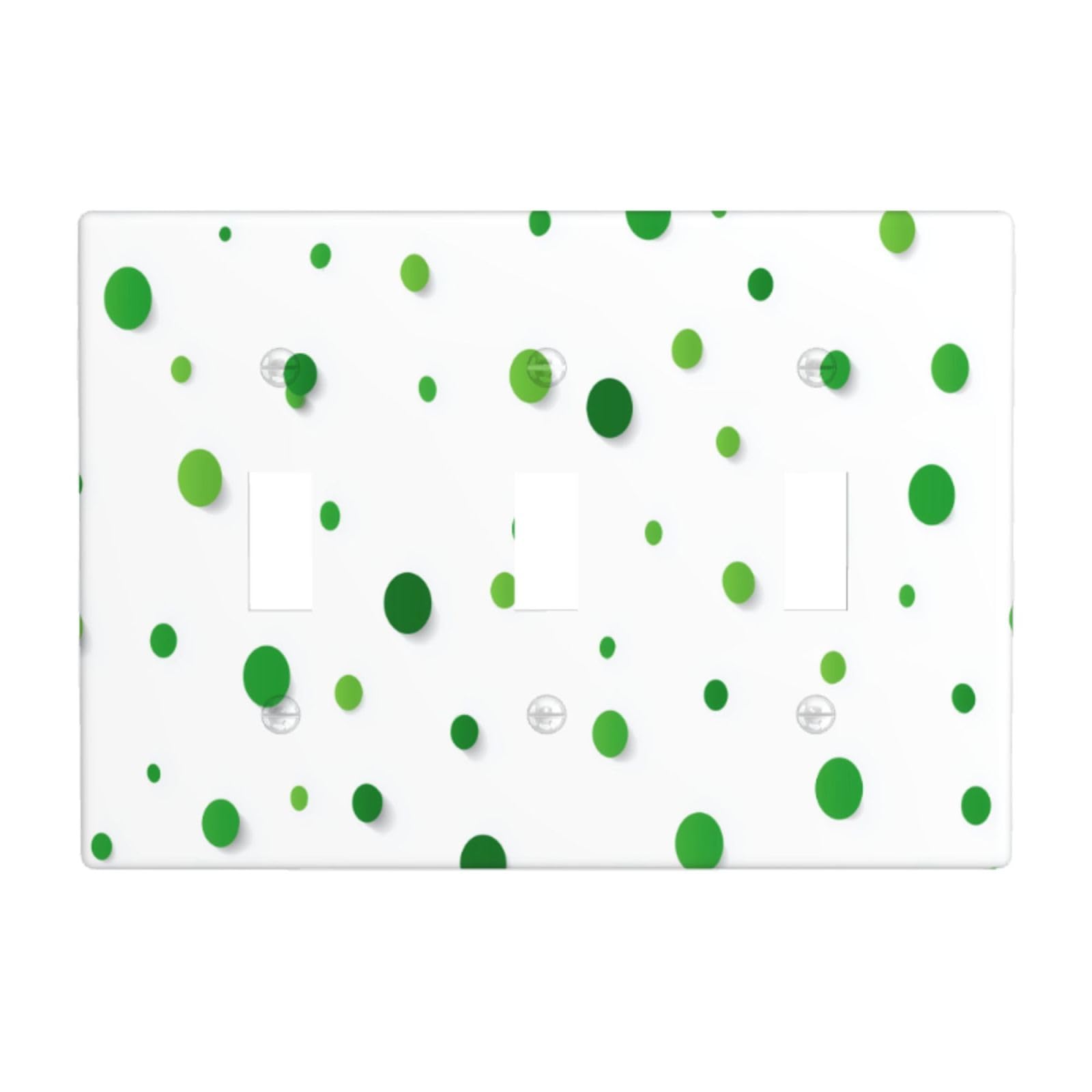 Green Flat Dots Light Switch Covers 3 Gang Triple Toggle Wall Plate Switchplate Electrical Faceplate for Bathroom Kitchen Bedroom Decor