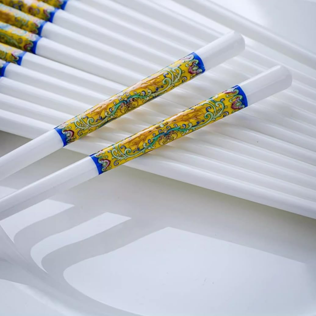 Coffret cadeau de baguettes en porcelaine chinoise, coffret cadeau de baguettes réutilisables lavables au lave-vaisselle avec étui, baguettes en céramique osseuse de haute qualité avec boîte déli