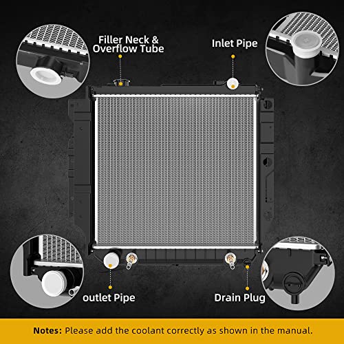 Image of DWVO Radiator Complete Radiator Compatible with 1991-2006 Jeep Wrangler L6 4.0L 2003-2006 Wrangler L4 2.4L 1987-2002 Wrangler 2.5L L6 1987-1990 Wrangler 4.2L L6 CU2101