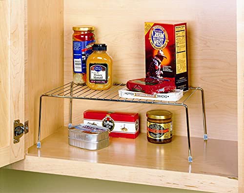 Image of Pack of 2 Stainless Steel Under Cabinet Kitchen Dish Rack Expandable Storage Floating Shelves for Kitchen Multipurpose Organizer Extend Up to 580 Mm with Anti-Rust Nano Coating