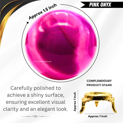 Image of Certified Pink Onyx Crystal Ball for Meditation - Premium Crystal Vastu Items for Home and Feng Shui Items for Good Luck - Ideal for Pooja Supplies and Spiritual Practices (1.5 inch Inch)